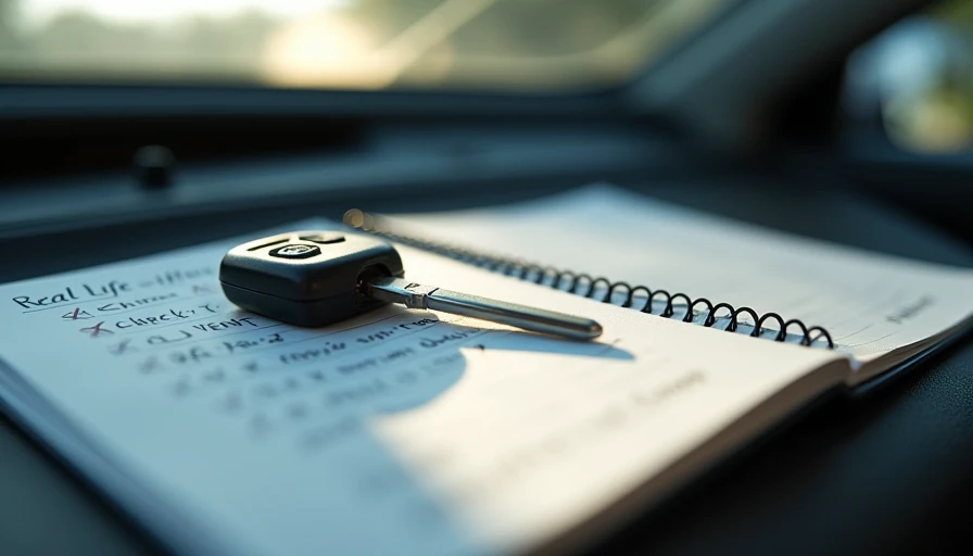 Car keys, test drive checklist and notebook highlighting real ownership considerations