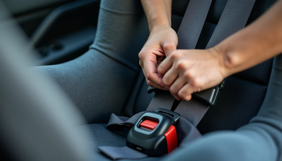 Hands installing child car seat using LATCH system in family vehicle