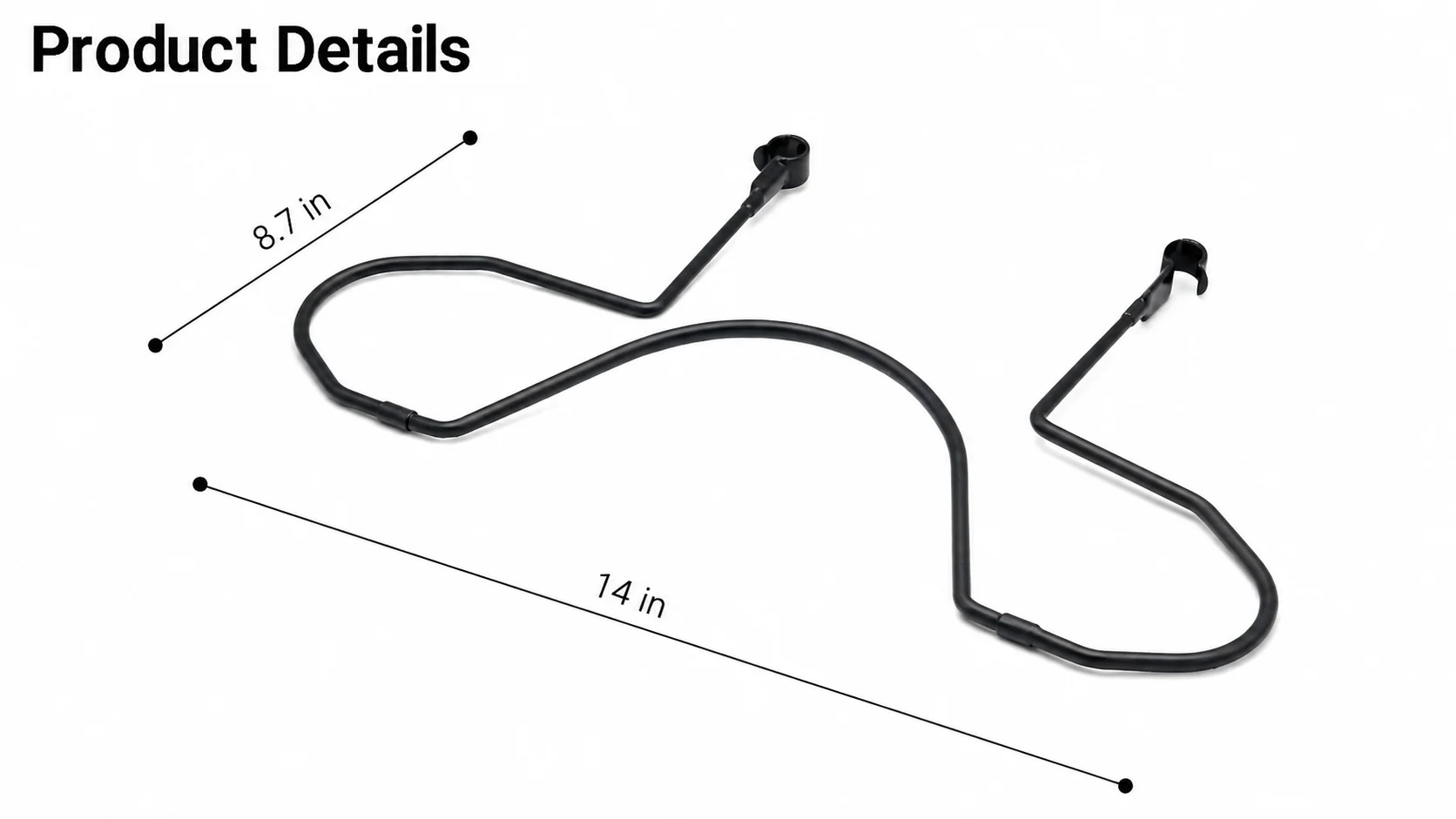 Car cowboy hat holder size dimensions showing 14 inch width and 8.7 inch length black metal seatback rack.